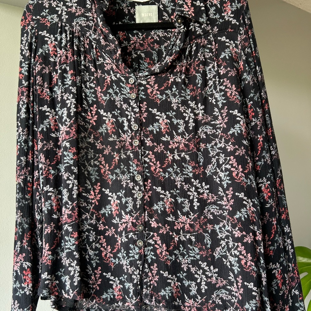 Maeve Black and Red Floral Blouse